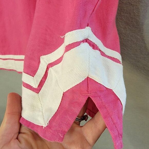 Crown and Ivy Kurta 100% Linen Pink Midi Dress Womens 4 Sleeveless Barbie - Picture 4 of 7